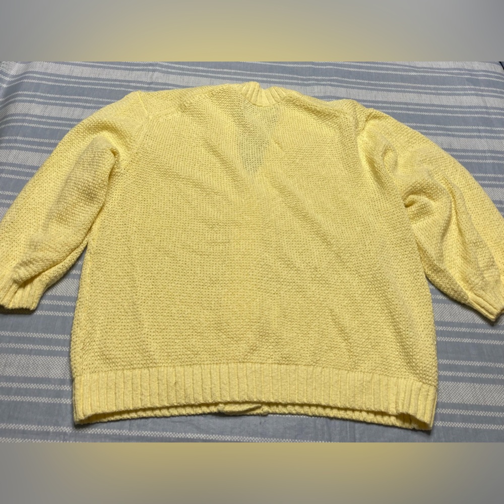 💛TODAY***$15***Loft yellow button up cardigan with 3/4 sleeves. - Picture 3 of 3